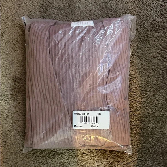 Pinkblush Long Sleeve Ribbed Dress in Brown - Picture 2 of 2